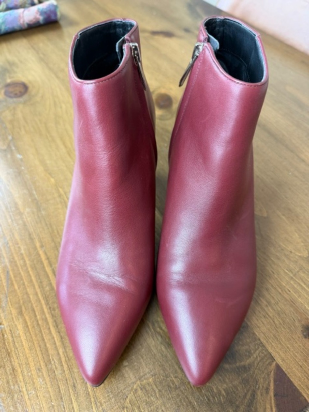 Sam Edelman Kinzey Burgundy Leather Pointed Toe Kitten Heel Booties Size 7M - Picture 4 of 14